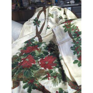 St. Nicholas Square Holiday Poinsettia & Ribbons Tablecloth & 4 Napkins NEW